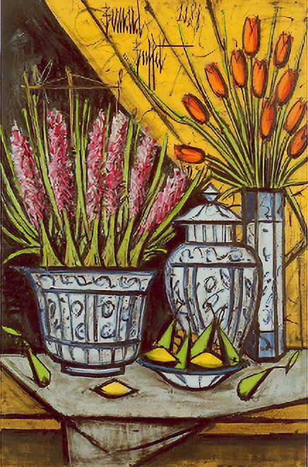 ベルナール・ビュッフェ　Bernard Buffet　「Nature morte aux Jacinthes」 1988